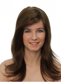 Long 100% Hand-tied Straight Without Bangs Brown Buy Human Hair Wigs