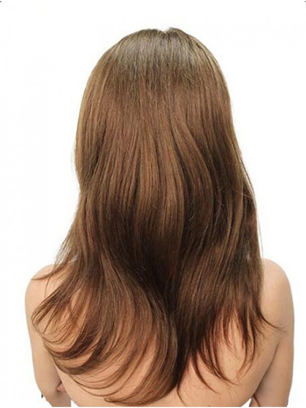 Long 100% Hand-tied Straight Without Bangs Brown Buy Human Hair Wigs
