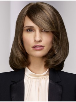 Shoulder Length Monofilament Straight Bobs Brown R...