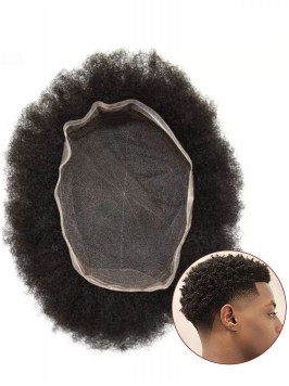 Afro Toupee for Black Men Full French Lace Hairpie...