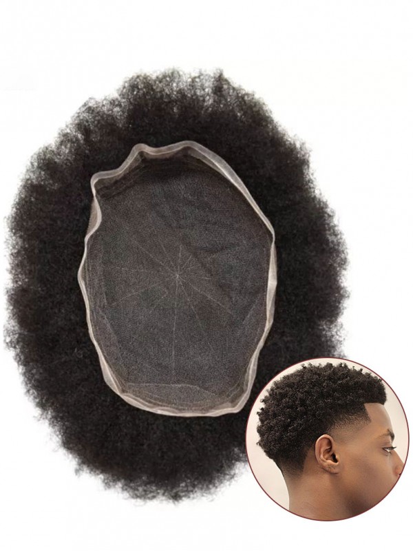 Afro Toupee for Black Men Full French Lace Hairpieces