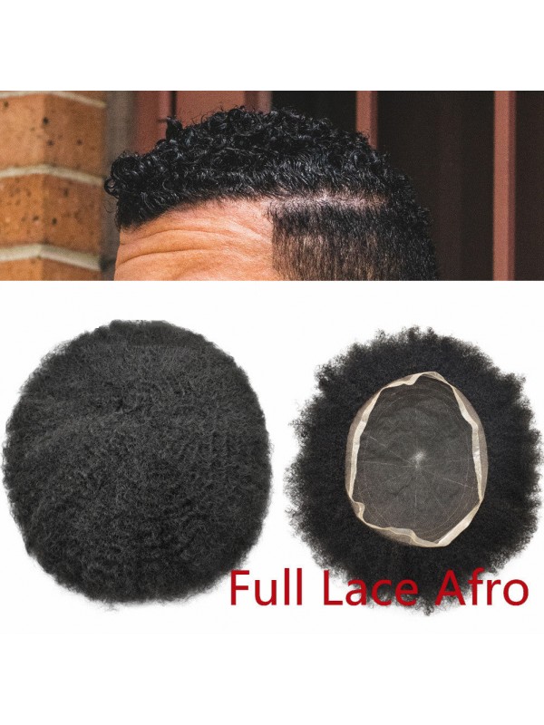 Afro Toupee for Black Men Full French Lace Hairpieces