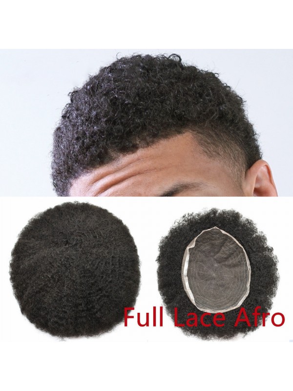 Afro Toupee for Black Men Full French Lace Hairpieces