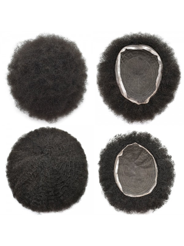 Afro Toupee for Black Men Full French Lace Hairpieces