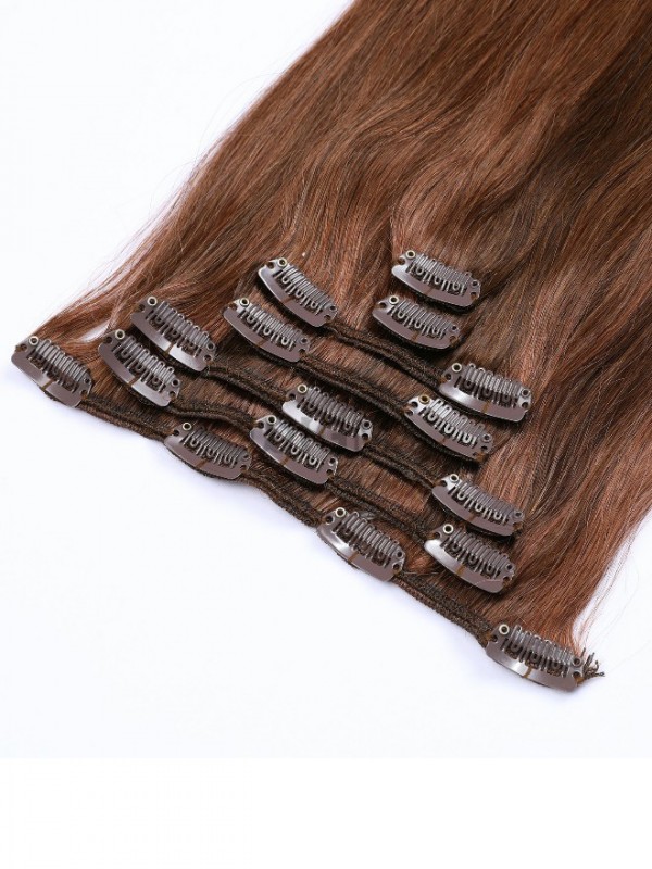 Brown Long Straight Clip In Extension