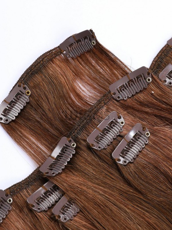 Brown Long Straight Clip In Extension