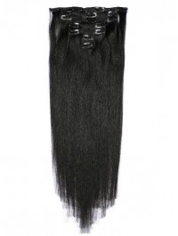 Black Long Straight Clip In Extension