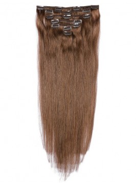 Brown Long Straight Clip In Extension