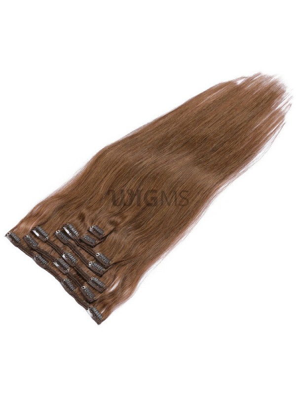 Brown Long Straight Clip In Extension