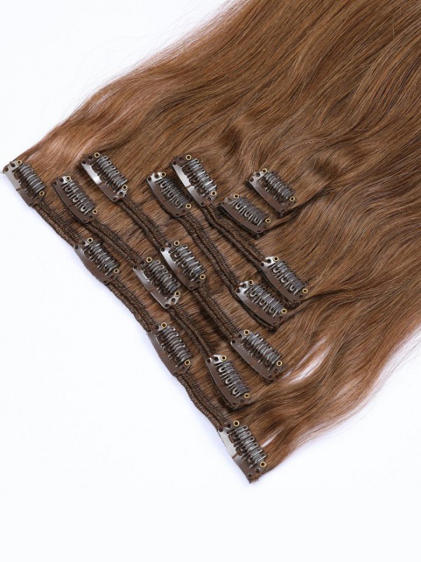 Brown Long Straight Clip In Extension