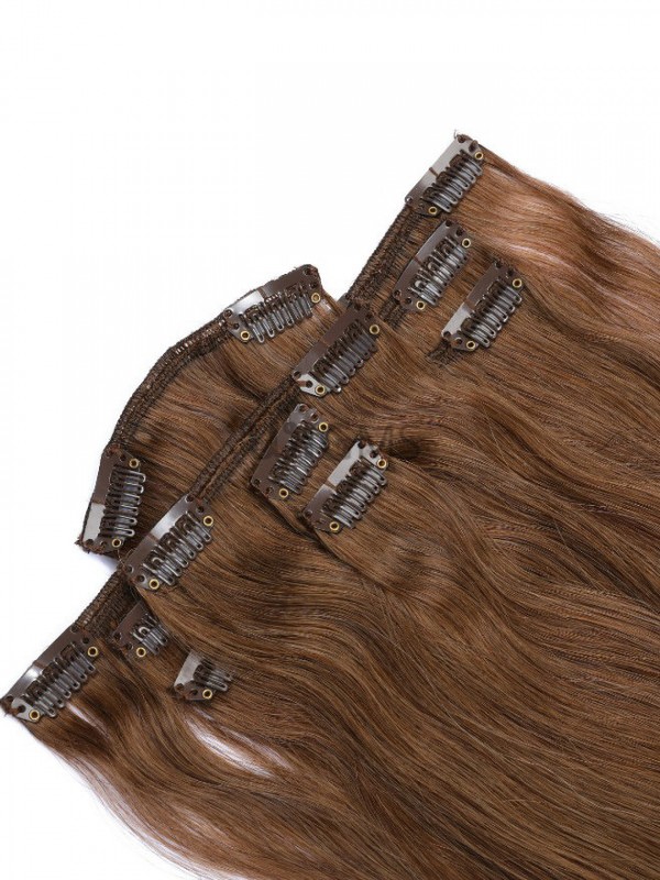 Brown Long Straight Clip In Extension