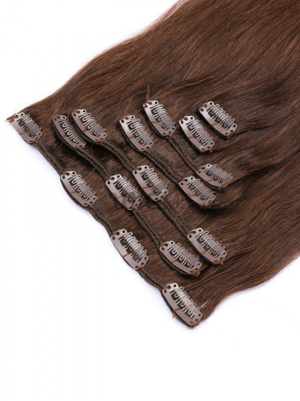 Brown Long Straight Clip In Extension