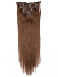 Brown Long Straight Clip In Extension