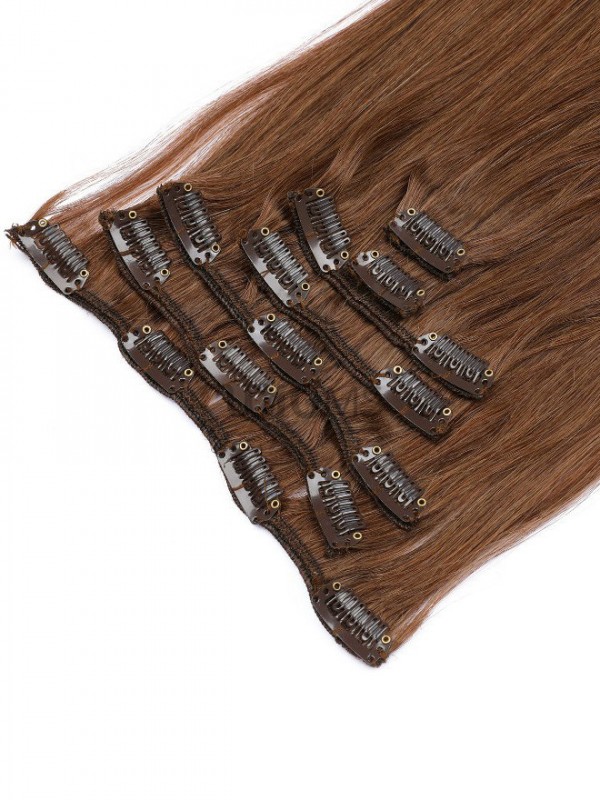 Brown Long Straight Clip In Extension