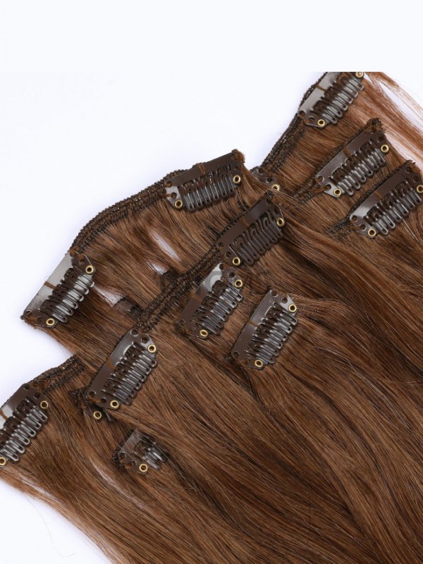 Brown Long Straight Clip In Extension