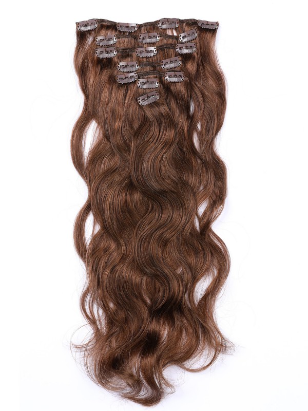 Brown Long Wavy Clip In Extension