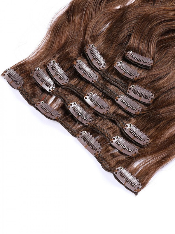 Brown Long Wavy Clip In Extension