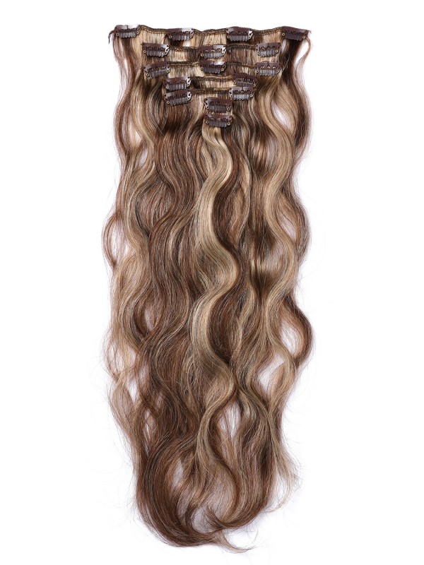 Brown Long Wavy Clip In Extension