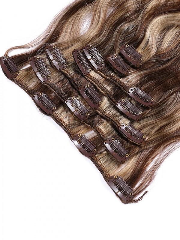 Brown Long Wavy Clip In Extension