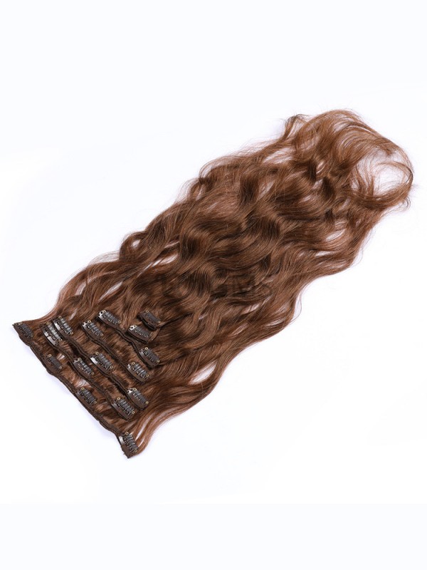 Brown Long Wavy Clip In Extension