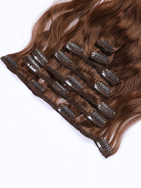 Brown Long Wavy Clip In Extension