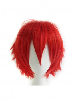 Layered Red Short Straight Synthetic Cosplay Wigs ...