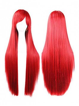 Red Long Straight Synthetic Capless Cosplay Wigs W...