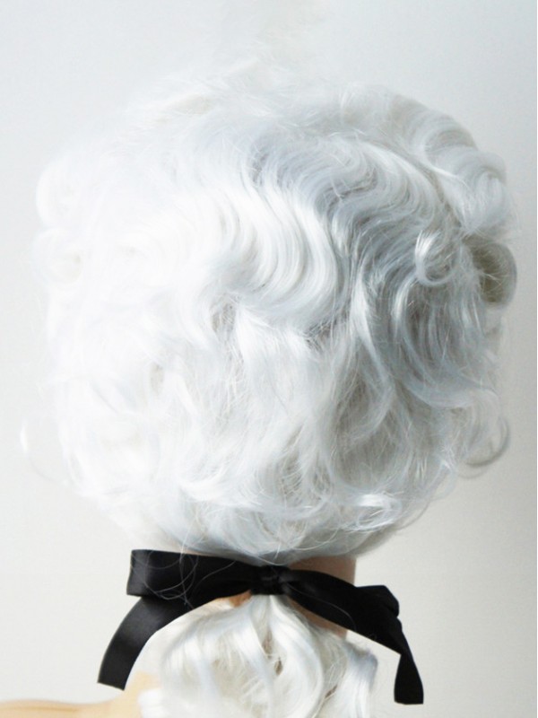 Long Masquerade Male Baroque Silver-White Synthetic Capless Cosplay Wigs 16 Inches