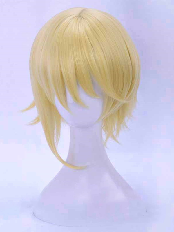 Prince'S Golden Short Straight Capless Cosplay Wigs With Bangs 14 Inches