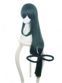 Long Straight My Hero Academia Asui Tsuyu Darkcyan Capless Synthetic Cosplay Wigs With Bangs 46 Inches