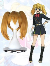 Long Blonde Straight Capless Cosplay Wigs With Bangs And Dual Horsetail 18 Inches