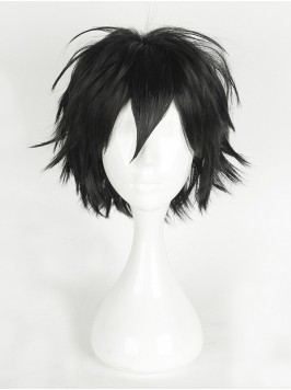 Short Black Straight Capless Cosplay Wigs With Ban...