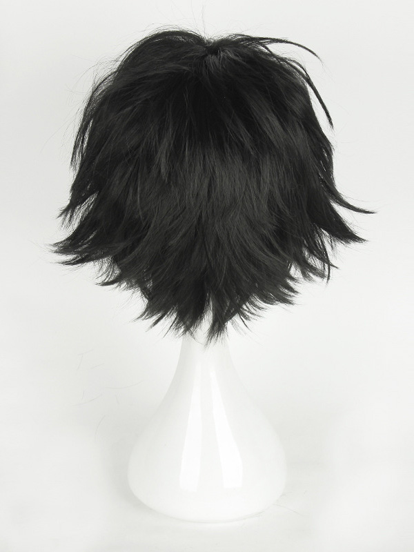 Short Black Straight Capless Cosplay Wigs With Bangs 10 Inches