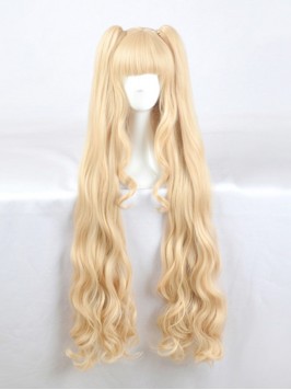 Long Blonde Dual Horsetail Wavy Capless Cosplay Wi...