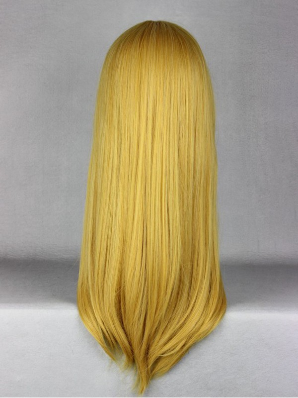 Long Blonde Straight Synthetic Capless Cosplay Wigs With Bangs 40 Inches