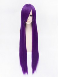 Purple Long Straight Synthetic Capless Cosplay Wigs With Bangs 46 Inches