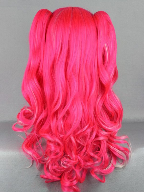 Japanese Lolita Style Pink Synthetic Capless Cosplay Wigs With Bangs 28 Inches