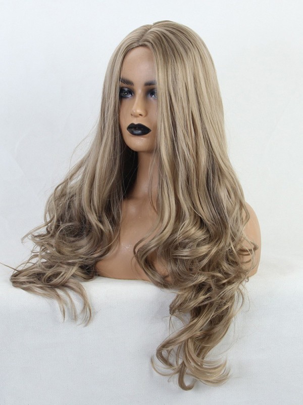 Central Parting Wavy Long Synthetic Capless Wig 24 Inches