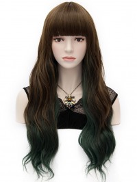 Japanese Harajuku Lolita Long Wavy Capless Wig With Bangs 24 Inches