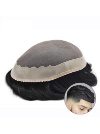 Fine Mono Toupee for Men Human Hair System Lace Poly Skin NPU Around Mens Wigs Hair Pieces For Men