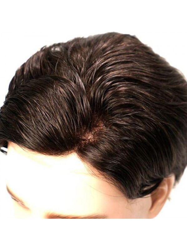 Mono with Thin Skin Perimeter Off Black Hair Systems For Men