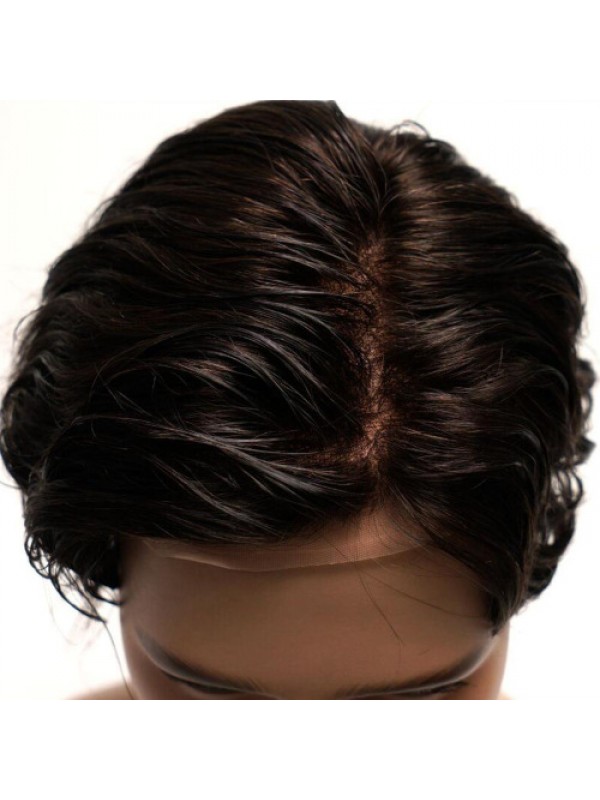 Mono with Thin Skin Perimeter Off Black Hair Systems For Men