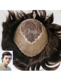 Fine Mono PU Around Hair System Men'S Toupee