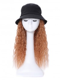 Long Curly Synthetic Wigs 24 Inches With Black Hats