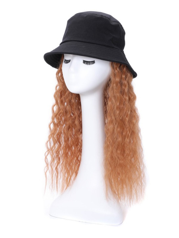 Long Curly Synthetic Wigs 24 Inches With Black Hats