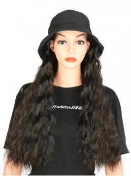 Black Long Curly Synthetic Wigs 28 Inches With Bla...