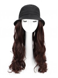 Long Wavy Synthetic Wigs 22 Inches With Black Fishman Hat