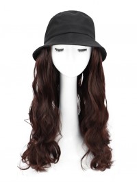 Long Wavy Synthetic Wigs 22 Inches With Black Fishman Hat