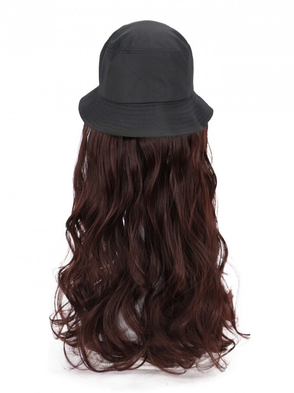 Long Wavy Synthetic Wigs 22 Inches With Black Fishman Hat