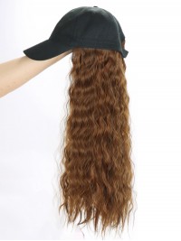 Long Wavy Synthetic Wigs 28 Inches With Women Baseball Hat